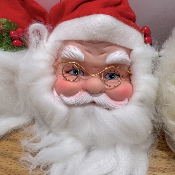 Vintage 80s/90s Santa Claus Face Ornaments Set - Picture 8 of 14